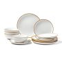 Ceramic dinnerware set for 4 people, white, scratch-resistant, dishwasher safe