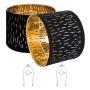 Drum-shaped black carved lampshades, 2 pcs., 13x13x10 inches.