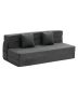 Folding futon sofa bed 3in1, dark grey, queen size, with pillows and washable cover