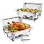Rectangular stainless steel food warming container, 8.5 L, set of 2