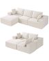 Modular L-shaped sectional sofa with chaise longue, beige