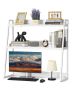 Desktop bookshelf, 2 tiers, white, 37.4 x 12.6 x 35.4 cm, for office and home