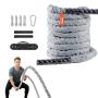 Heavy Duty Combat Rope, 1.5 Inch, 30 Feet, Polyester, Gray