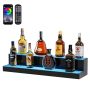 LED Lighted 2 Tier Acrylic Liquor Display Stand, 30 Inch Bar Shelf with RGB Lighting and Remote Control