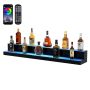 LED Lighted 2 Tier Acrylic Drink Stand, 48 Inch Bar Shelf
