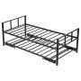 Double Metal Platform Day Bed with Pull-Out Section, Black