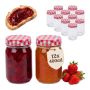 Užsukamų stiklainių rinkinys Relaxdays, 12 vnt. po 400 ml, Raudona/balta, Ø 7,5 × 12,5 cm