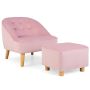 Vaikiška viengulė sofa su pufu, rožinė/pilka, 3-5 metų
