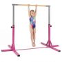 Vaikiškas gimnastikos strypas su 12 aukščio reguliavimo galimybių 85–145 cm, rožinis