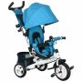 Children's tricycle with push handle, blue, metal