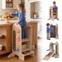 Vaikiškas virtuvės bokštelis, 3 platformos ir 2 laiptelių padėtys