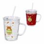 Vaikiškos stiklinės Relaxdays 10044952.0, 2 vnt., 400 ml, Ruda/Žalia/Įvairiaspalvė, 12 × 12,5 × 9,5 cm