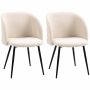 Dining chairs, set of 2, cream white/black, 55 × 80 × 62 cm