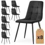 Dining chairs NERO, set of 8, black, 45.5 × 87 × 43.5 cm