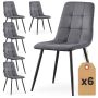 Dining chair set NERO, 6 pcs, grey/black, 45.5 × 87 × 43.5 cm