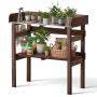 Potting bench VEVOR DS-PB016, 2 shelves, 3 hooks, brown, 78 × 38 × 82 cm