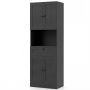 Vonios spintelė, 4 durys, 1 stalčius, atviras skyrius, Juoda, 60 × 35 × 171,5 cm