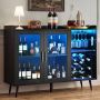 Wine cabinet VEVOR DX0202-C250498S-01, 9 shelves, with LED lighting, Black, 1200 × 400 × 900 mm