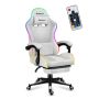 Gaming chair Huzaro Force 4.7 RGB, with footrest, White, 81 × 29 × 54 cm