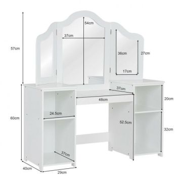 Детский туалетный столик 107x40x117см, белого цвета