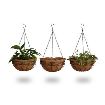 Rinkinys iš 3 kabančių vazonų 65x35x35cm., juodos/rudos spalvos
