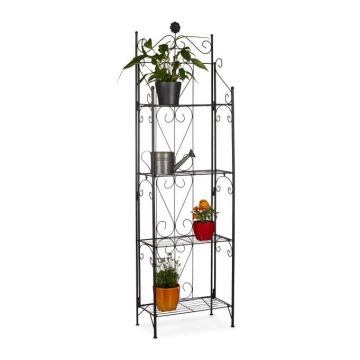 Gėlių stovas su 4 lentynomis 157x44x24cm., juodos spalvos