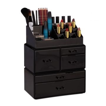 Makiažo organizatorius su stalčiais 29,5x23,5x14cm., juodos spalvos
