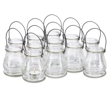 Rinkinys iš 12 skaidrių žvakidžių 5x10x8,5cm., juodos spalvos