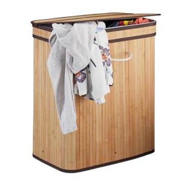 Корзина для белья 63x55x35 см, 95 л, светло-коричневая/коричнево-белая