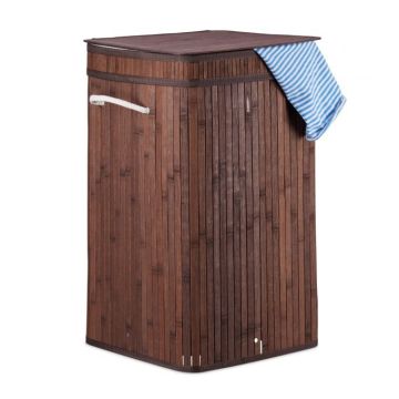 Корзина для белья 63x36x36 см, 70 л, коричнево-белая