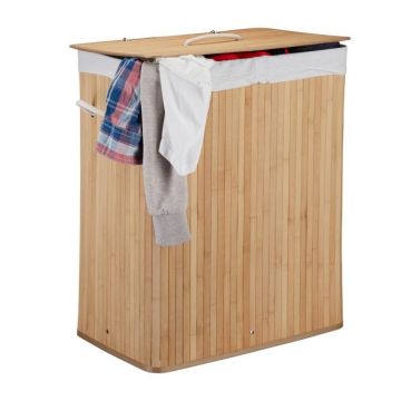 Корзина для белья с 2 отделениями 63x55x35 см, 95 л, светло-коричневая/белая