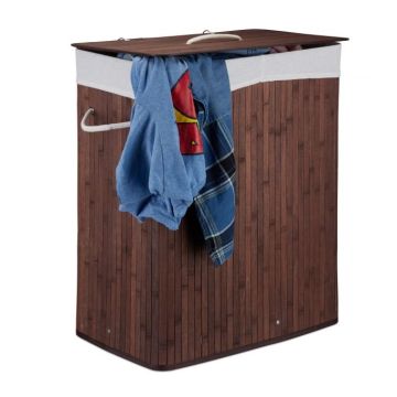 Корзина для белья с 2 отделениями 63x55x35 см, 95 л, коричнево-белая
