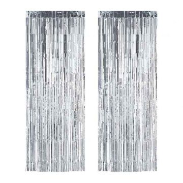 Rinkinys iš 2 vakarėlio užuolaidų 250x100cm., sidabrinės spalvos