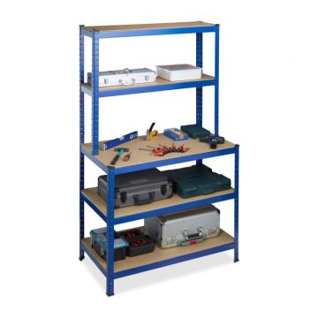 Sandėliavimo lentyna 180x100x60cm., šviesiai rudos/mėlynos spalvos