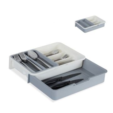 Stalo įrankių padėklas 6x23,5x31,5cm., baltos/pilkos spalvos
