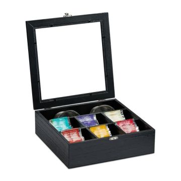 Органайзер для чайных пакетиков 8x25x25,5см., цвет чёрный/серебристый