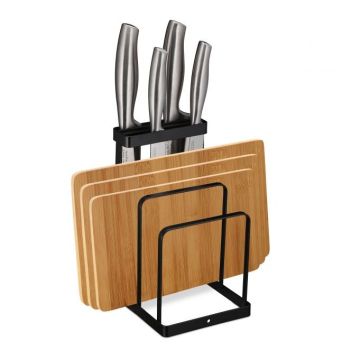 Подставка для ножей с держателем для доски 21,5x12x14 см., черная