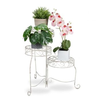 Gėlių stovas su 3 lentynomis 55x25,5x32,5cm., baltos spalvos
