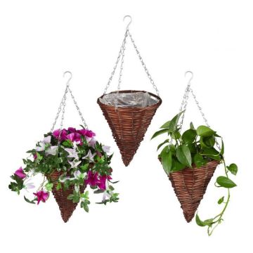 Rinkinys iš 3 kabančių vazonų 30x25cm., rudos/sidabrinės spalvos