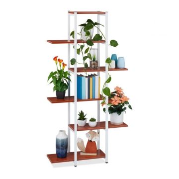 Gėlių stovas su 6 lentynomis 150x78x24cm., rudos/baltos spalvos