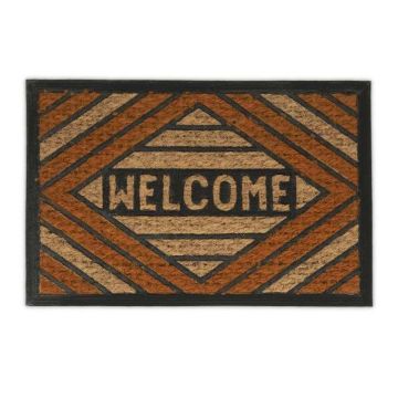 Придверный коврик "Welcome" 60х40 см., оранжевый/черный/светло-коричневый
