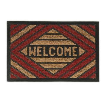 Придверный коврик "Welcome" 60х40 см., красный/черный/светло-коричневый