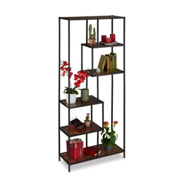 Книжная полка 186x78x33см., коричневый/черный