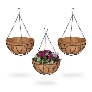 Rinkinys iš 3 kabančių vazonų 50x31cm., juodos/šviesiai rudos/sidabrinės spalvos