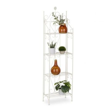 Gėlių stovas su 4 lentynomis 156x46x25cm., baltos spalvos