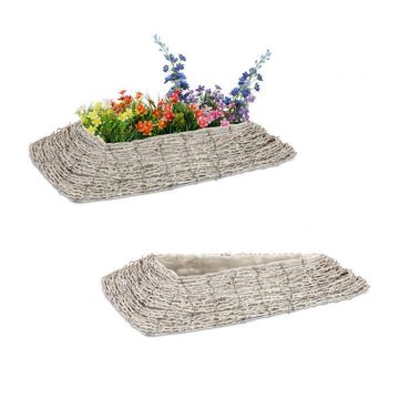 Rinkinys iš 2 sodo vazonų 10x55x25cm., šviesiai rudos/baltos spalvos