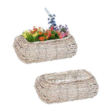 Rinkinys iš 2 sodo vazonų 10x25x15cm., šviesiai rudos/baltos spalvos