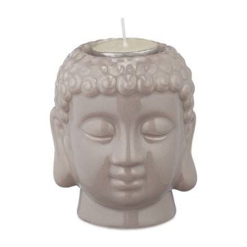 Žvakės žvakidę "Buda" 9,5x8x8cm., šviesiai pilkos spalvos