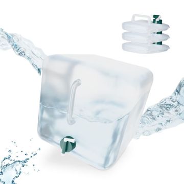 Набор из 4 складных прозрачных канистр для воды с краном 32x27x27 см, зелено-белый