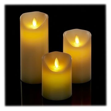 Rinkinys iš 3 LED žvakių, kreminės spalvos